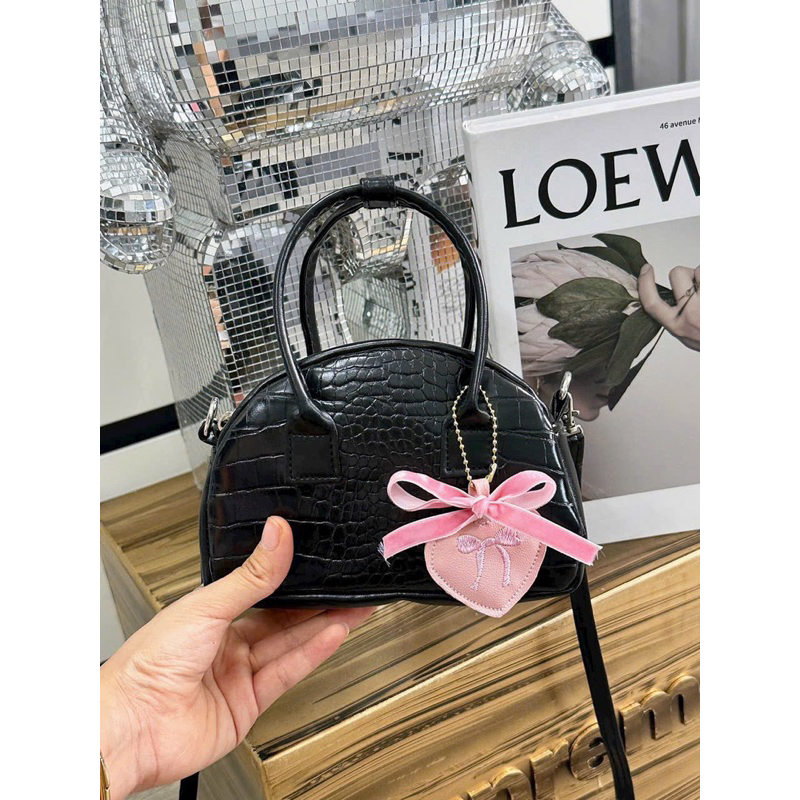 Túi xách nữ mini cầm tay nơ hồng tiểu thư