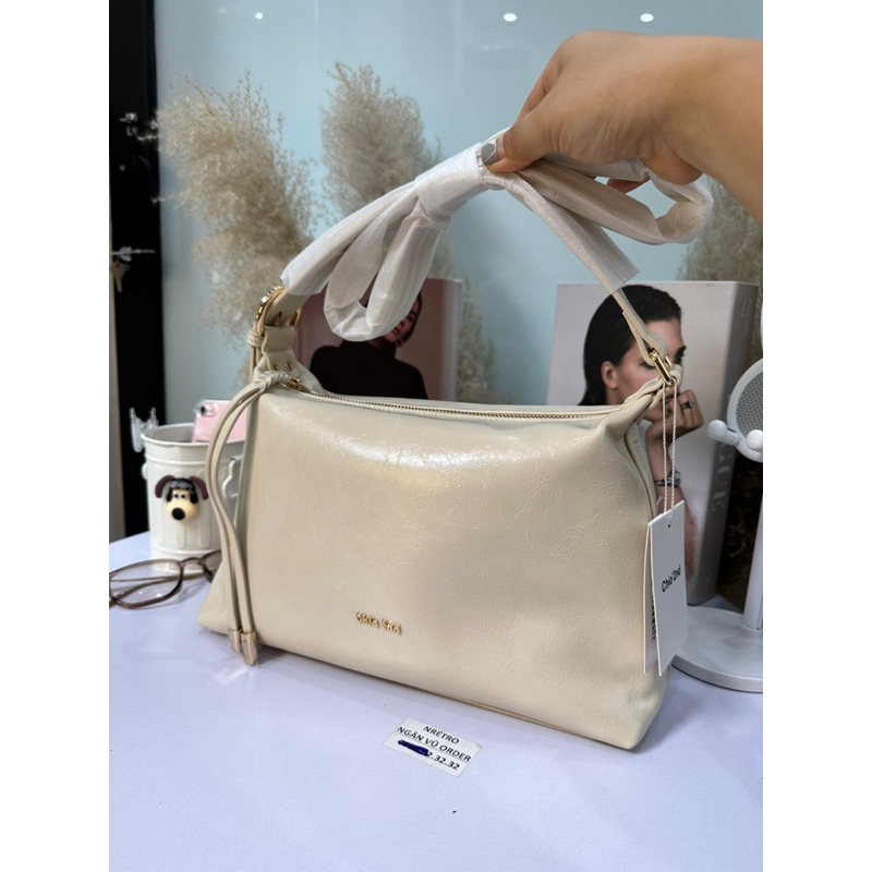 MIOCRA KOLY. Túi da nhập khẩu Chio 2nd chính hãng phong cách Retro màu trắng