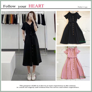 Đầm maxi công sở chất đũi basic phong cách đơn giản nhẹ nhàng, Váy maxi công sở cổ tim đen, hồng, vàng