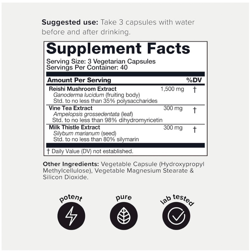 Viên chay giải độc gan, bổ gan liều cao 50x Toniiq Ease with DHM 120v USA