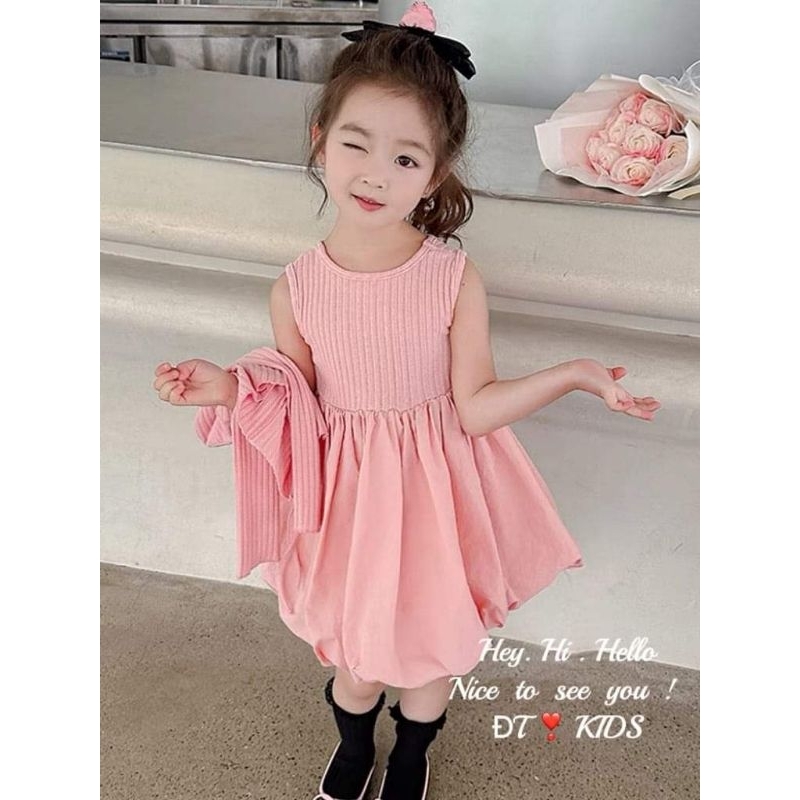 8 đến 25kg.set vay +áo khoát len tăm cho bé gái thu đông.hình thật trải sàn