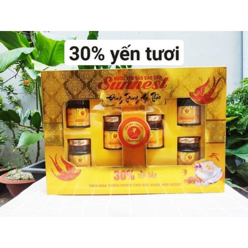 Thùng 6 hộp quà yến xào cao cấp nhân sâm Sunnest 20% yến tươi.