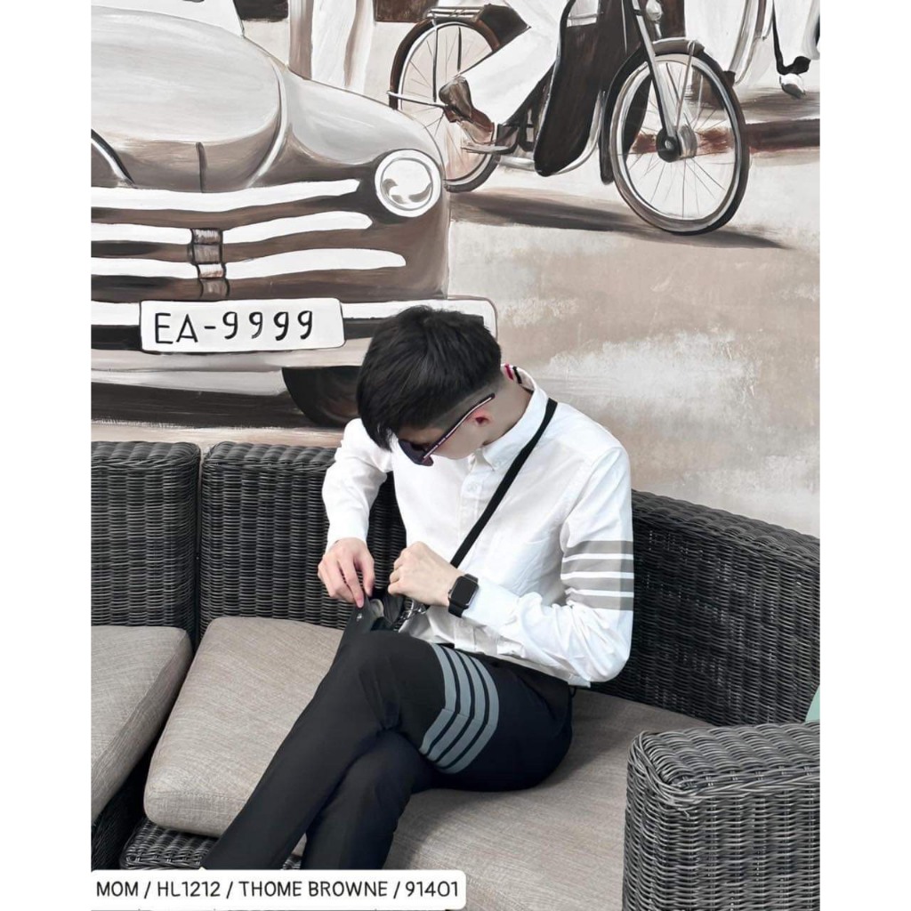 Quần thom 4 vạch trắng cho nam