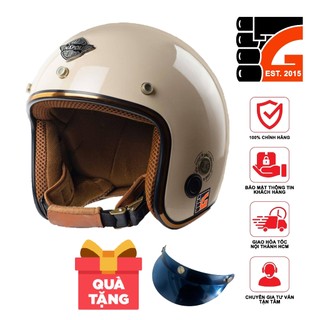  Mũ bảo hiểm 3 4 Napoli SH Ruby N099 New kem bóng lót nâu - Freesize Bảo hành 12 tháng 