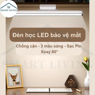 Đèn học LED xoay 80° bảo vệ mắt chống cận sạc Pin tích điện USB 3 chế độ sáng đèn làm việc máy tính gắn tường