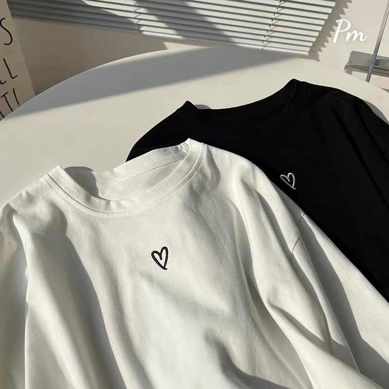 Áo xuông tim tay dài nam nữ thu đông dáng thụng PM11