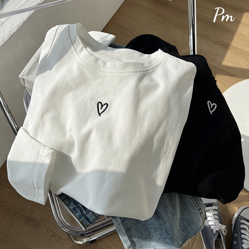 Áo xuông tim tay dài nam nữ thu đông dáng thụng PM11