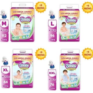 Tã quần Bobby gói Mega Jumbo M112/ L96/ XL84/ XXL76/ M120/ L104/ XL92/ XL96/ XXL84/ XXL88/ XXXL22 mẫu mới