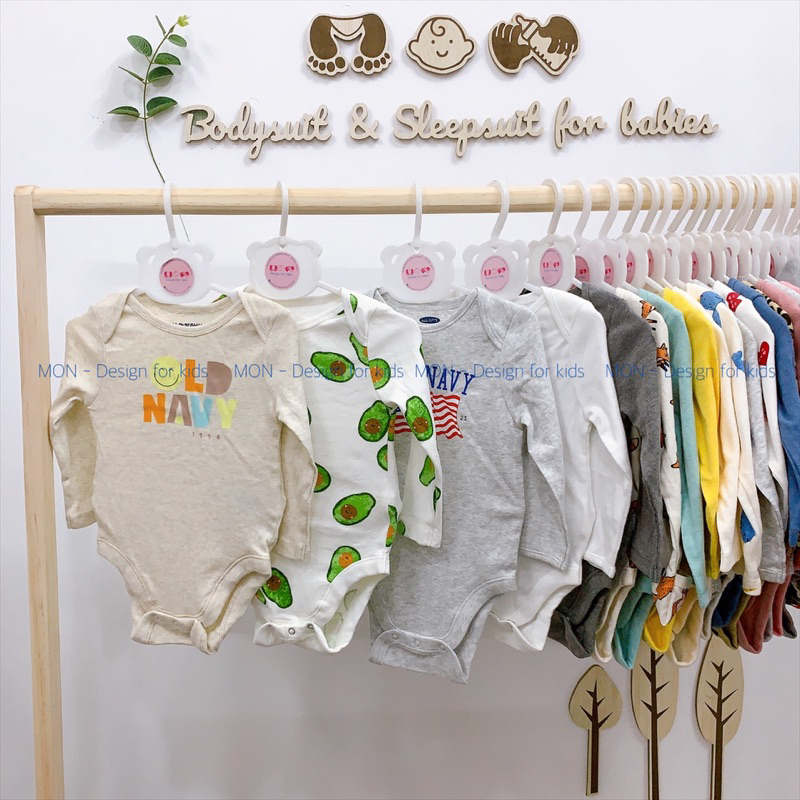 Bodysuit hàng xuất Old.Navy, bộ body chip dài tay ORGANIC COTTON cao cấp cho bé