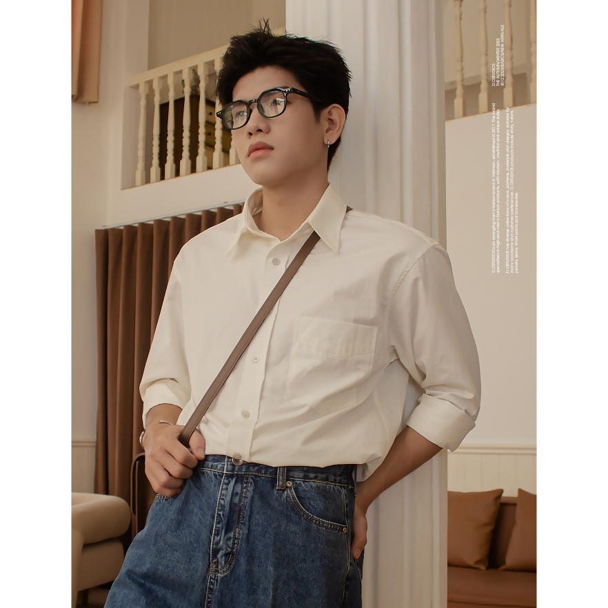 Áo somi nam - Đen/Trắng