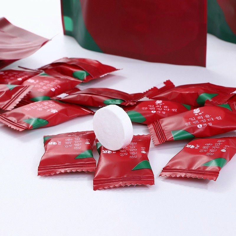 Khăn rửa mặt nén hình viên kẹo . Bông nở hình viên kẹo gói 20 viên