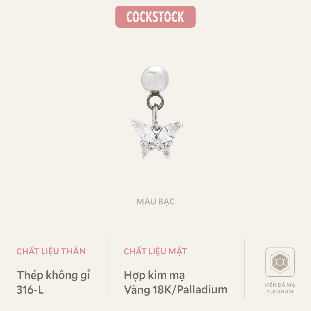 Khuyên tai STRAIGHT BUTTERFLY DROP EARRING