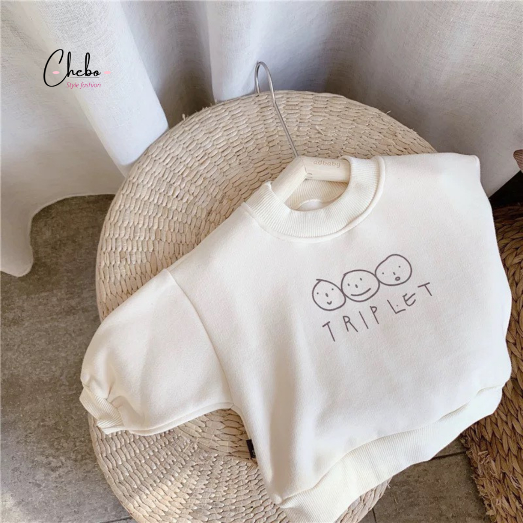 Áo sweater nỉ bông cho bé gái bé trai, áo nỉ bông không xù trẻ em họa tiết mặt cười Hàn Quốc dễ thương Quảng Châu