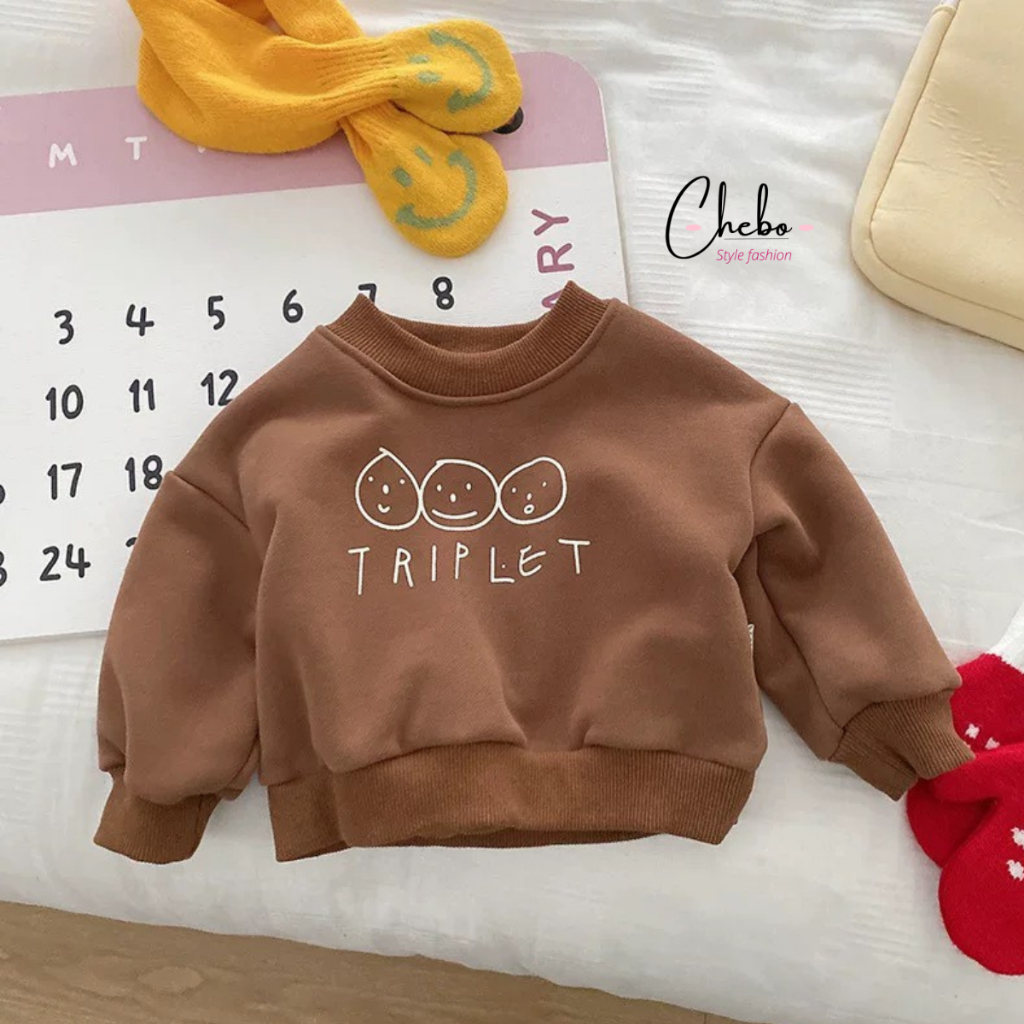 Áo sweater nỉ bông cho bé gái bé trai, áo nỉ bông không xù trẻ em họa tiết mặt cười Hàn Quốc dễ thương Quảng Châu
