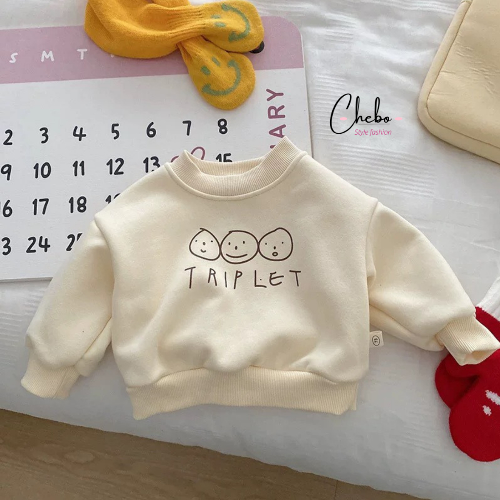 Áo sweater nỉ bông cho bé gái bé trai, áo nỉ bông không xù trẻ em họa tiết mặt cười Hàn Quốc dễ thương Quảng Châu
