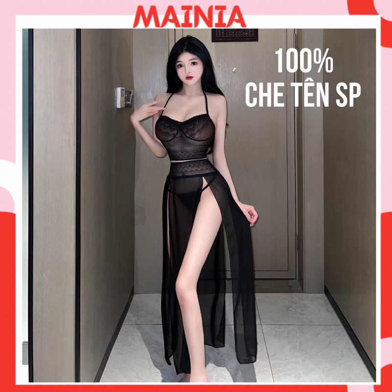 Set Váy Ngủ 2 Mảnh Xuyên Thấu Xẻ Tà Quyến Rũ Gợi Cảm Mainia Shop 2257
