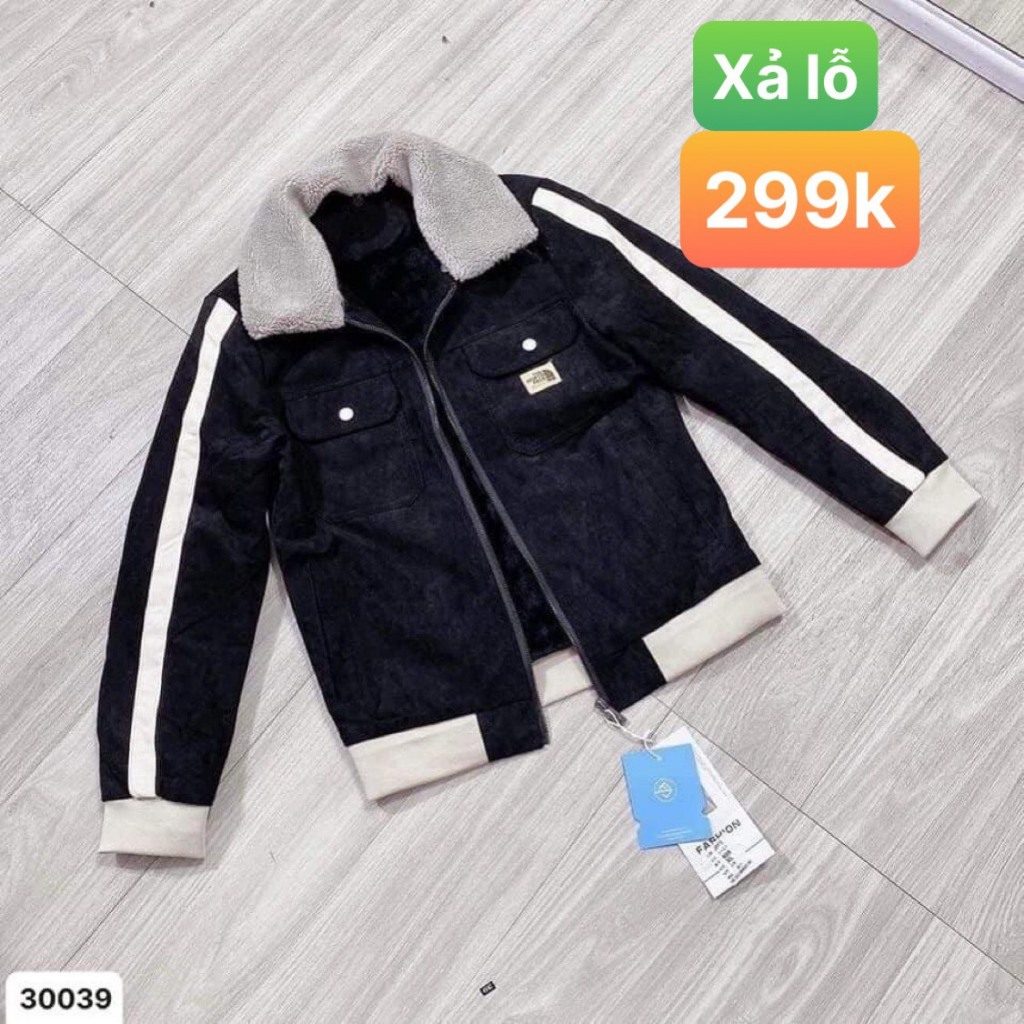 Áo ấm mùa đông cao cấp cho nam,chất da lộn, mẫu bo viền trắng