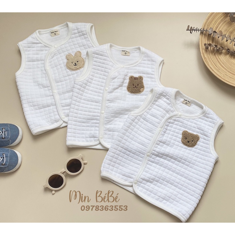 Áo gile chần bông cài chéo giữ ấm ngực cho bé