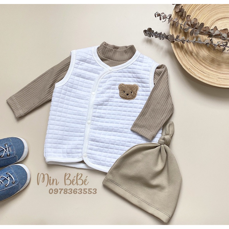 Áo gile chần bông cài chéo giữ ấm ngực cho bé