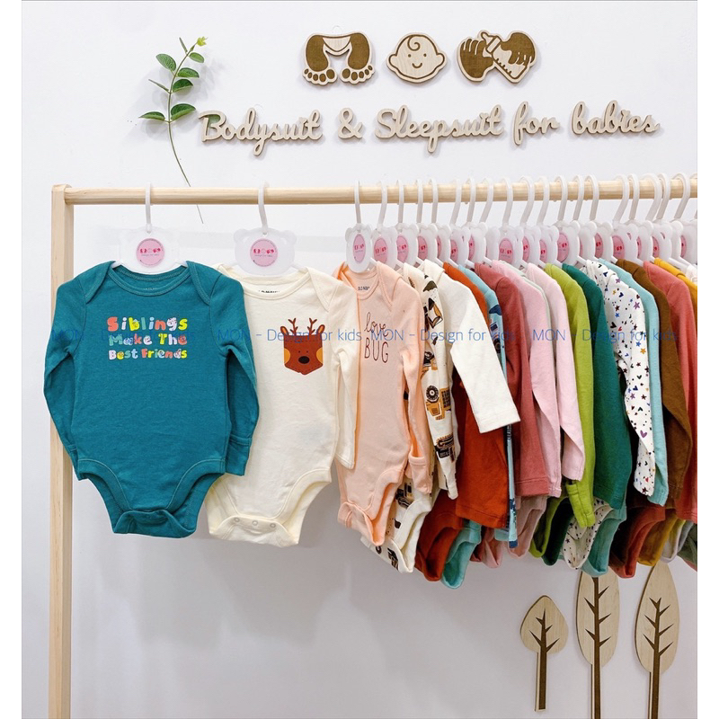 Bodysuit hàng xuất Old.Navy, bộ body chip dài tay ORGANIC COTTON cao cấp cho bé