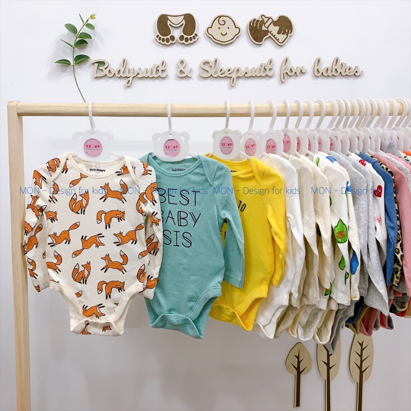 Bodysuit hàng xuất Old.Navy, bộ body chip dài tay ORGANIC COTTON cao cấp cho bé
