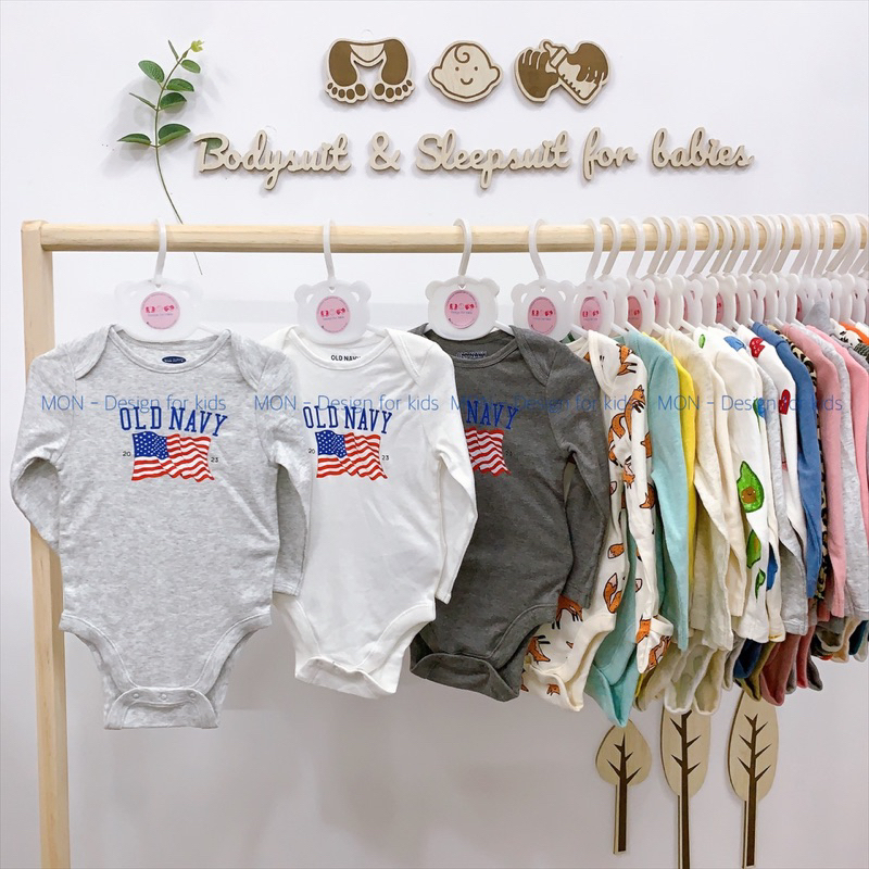 Bodysuit hàng xuất Old.Navy, bộ body chip dài tay ORGANIC COTTON cao cấp cho bé