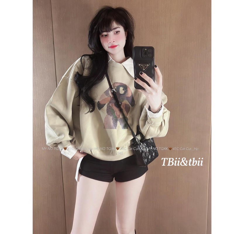 Áo Nỉ Hình Chó Cổ Sơmi L1