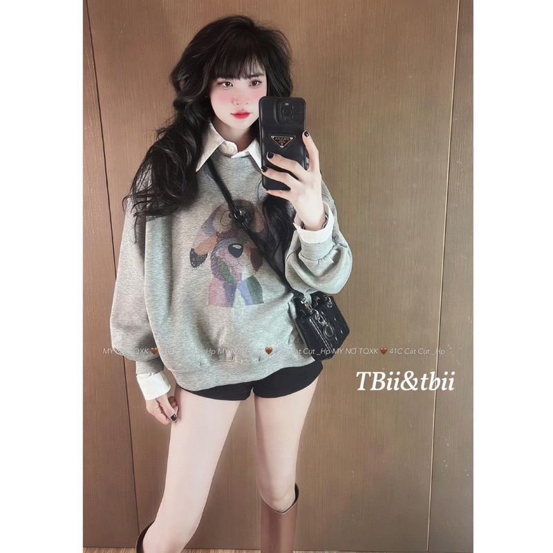 Áo Nỉ Hình Chó Cổ Sơmi L1