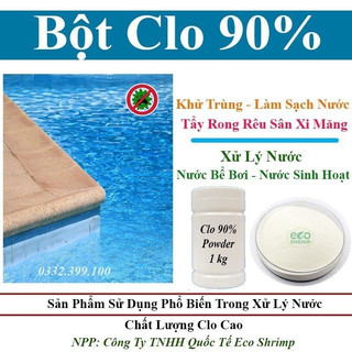 Lon 1KG Clo 90%-TCCA 90 dạng bột/viên hóa chất xử lý nước hồ bơi, khử trùng nước sinh hoạt