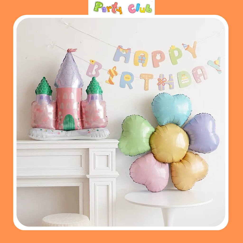 Bóng hình hoa cúc mặt cười cánh nhiều màu trang trí sinh nhật