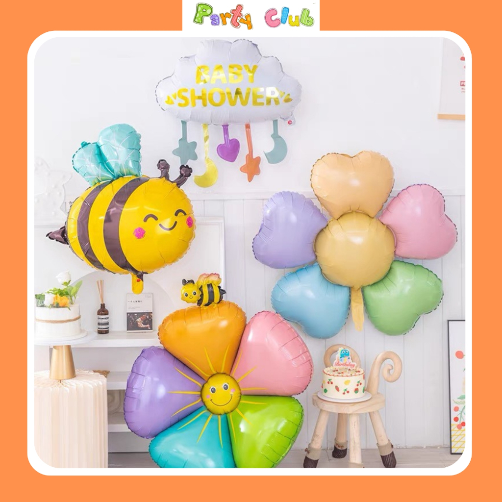 Bóng hình hoa cúc mặt cười cánh nhiều màu trang trí sinh nhật