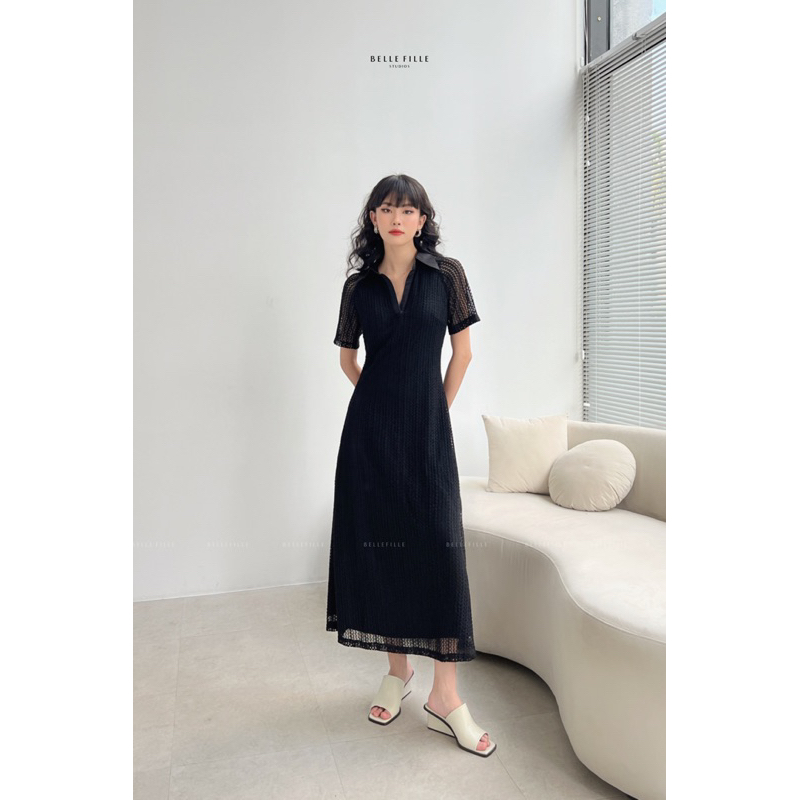 - RIANNA ĐẦM CHỮ A DÀI CỔ POLO