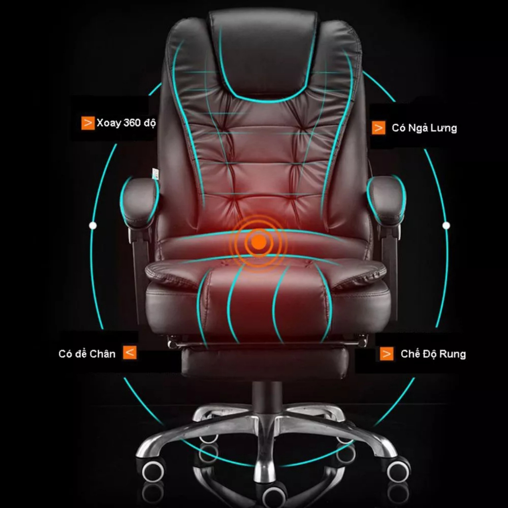 Ghế Giám Đốc Có Massage Cao Cấp, Có Gác Chân, Ngả Lưng, Hàng Nhập Khẩu - Bảo hành 12 tháng
