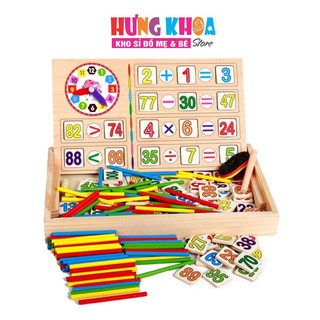 Bộ que tính và các chữ số, phép tính học toán thông minh cho bé bằng gỗ, bảng tính học toán cho trẻ - Đồ chơi toán học