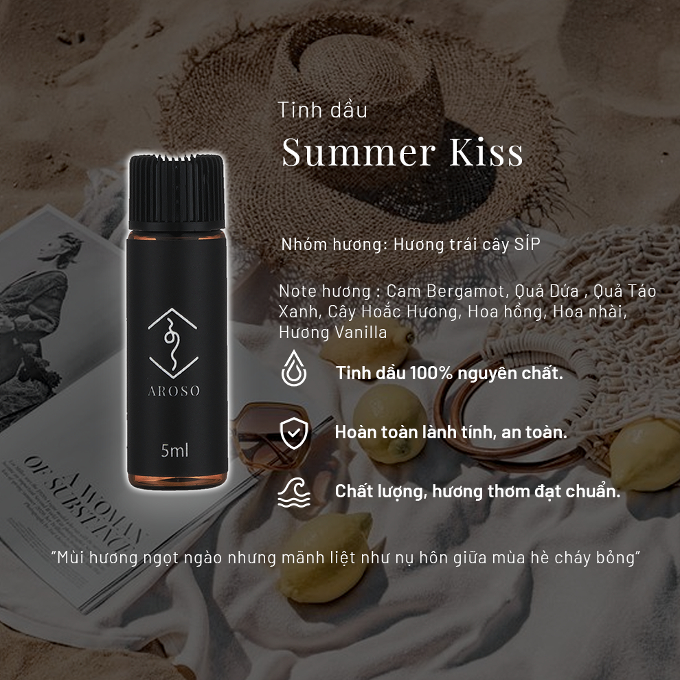 Tinh dầu Summer Kiss - Nhóm hương trái cây SÍP | Tinh dầu thiên nhiên | Xông thơm phòng | Làm nến thơm | Thư Giãn Tâm