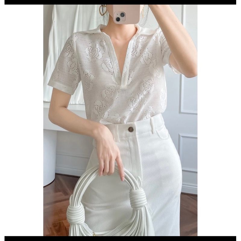 Pass áo Polo ren hoa Edini - Size L