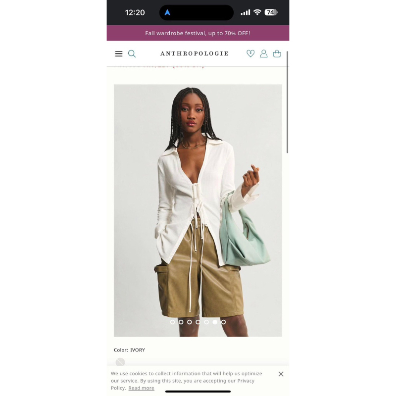 Áo sơ mi cột dây Anthropologie VNXK