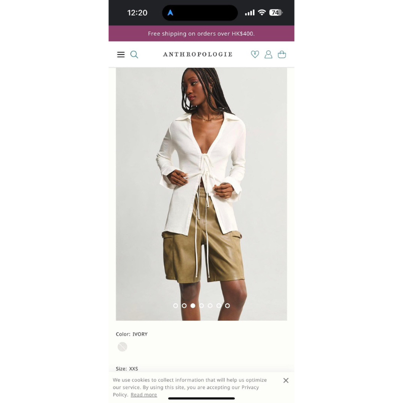 Áo sơ mi cột dây Anthropologie VNXK
