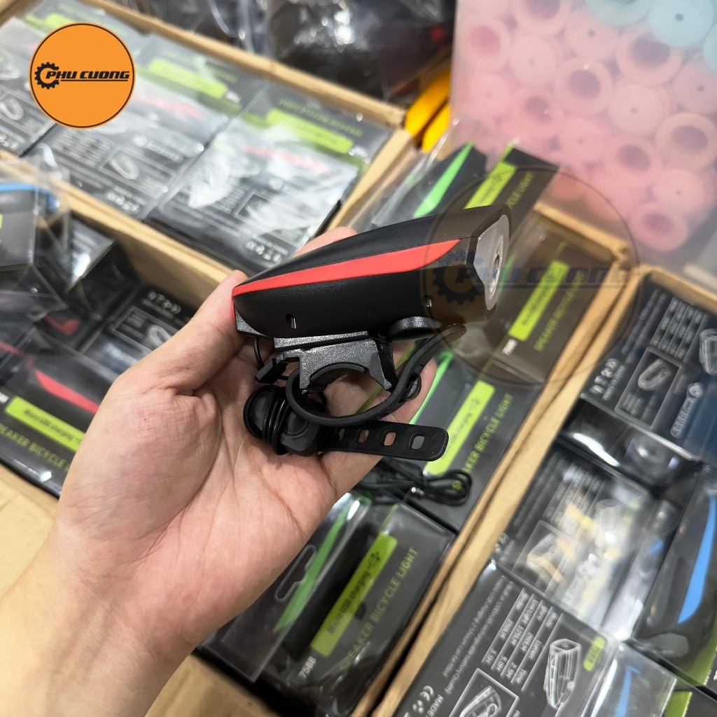 Đèn tích hợp còi 7588 siêu sáng 250Lm - siêu to đủ màu sắc dành cho xe đạp thể thao - Có 3 chế độ chớp sáng & chống nước