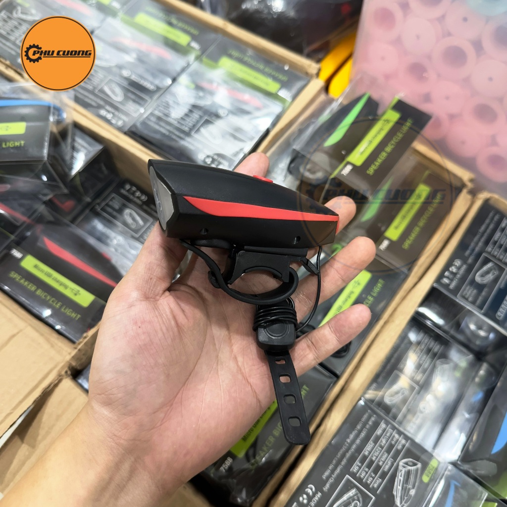 Đèn tích hợp còi 7588 siêu sáng 250Lm - siêu to đủ màu sắc dành cho xe đạp thể thao - Có 3 chế độ chớp sáng & chống nước