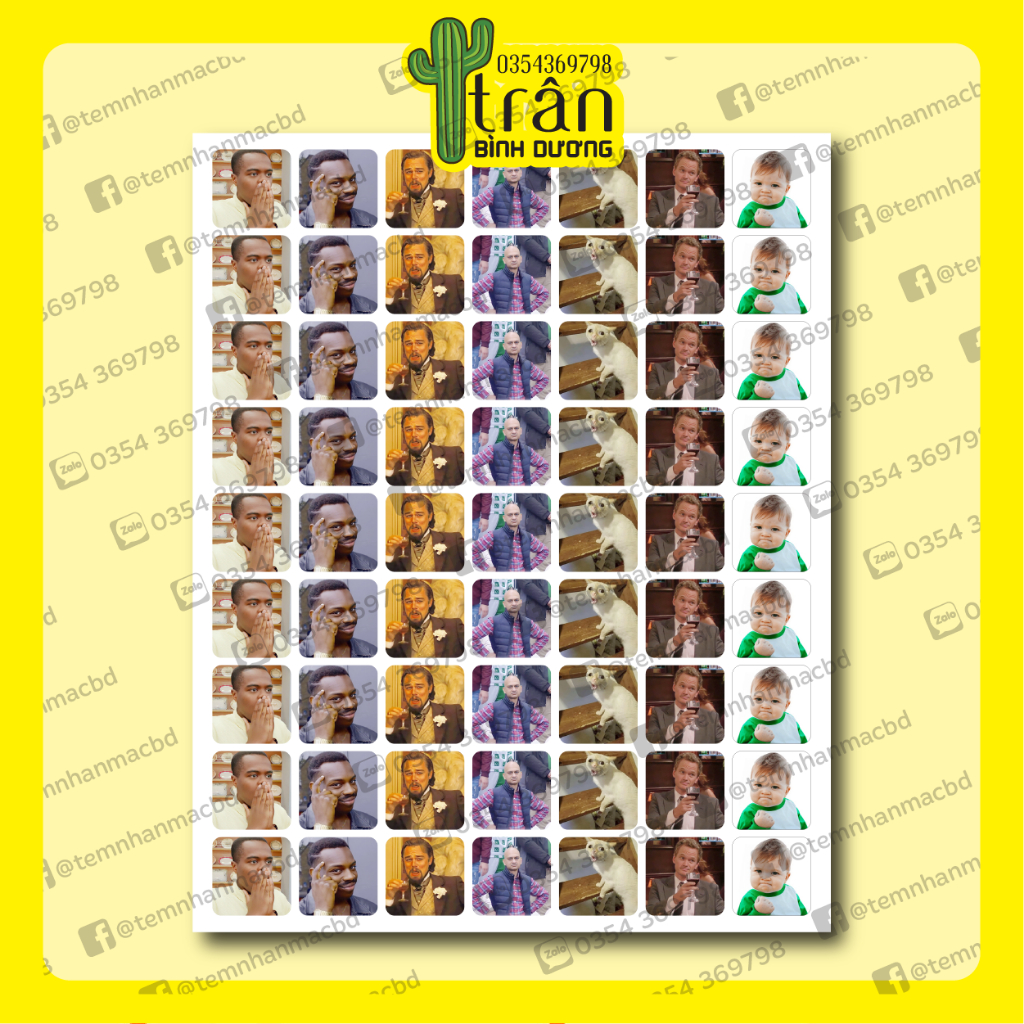 Set 63 sticker meme , sticker cute - chống nước - tranbd