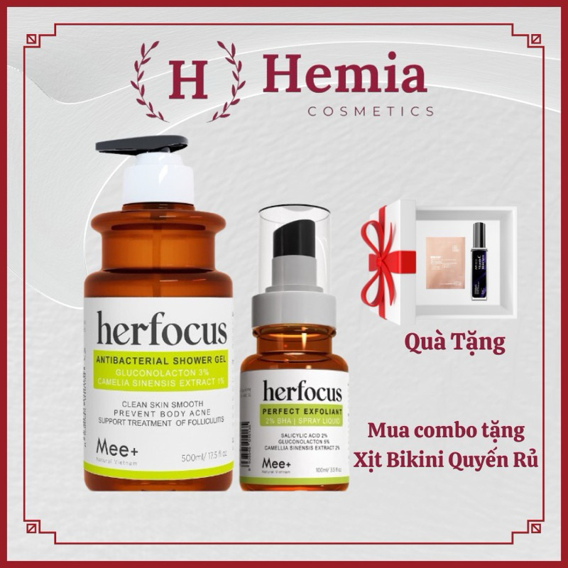Viêm nang lông, viêm lỗ chân lông HERFOCUS - Xịt viêm nang lông 2% BHA 100ml