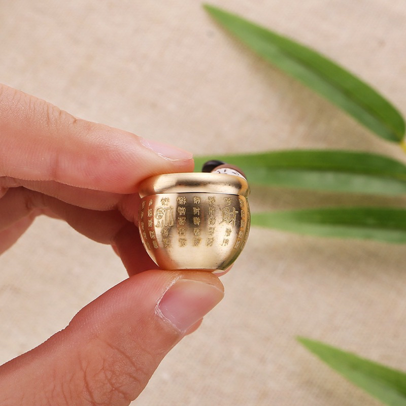 Bình hồ lô rỗng treo móc khoá bằng đồng thau, hũ vàng tài lộc