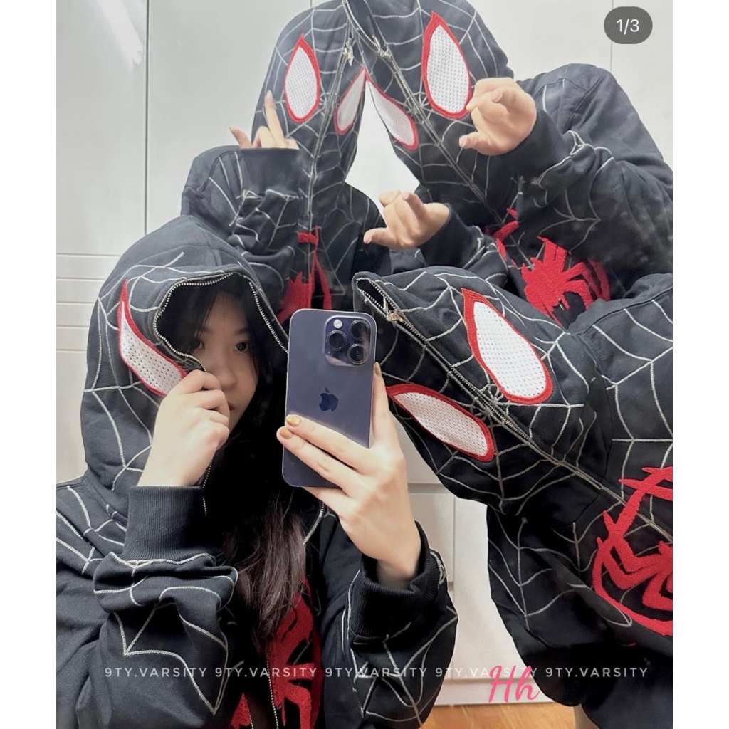 Áo Khoác, Áo Hoodie Kéo Khóa 2 Lớp Mũ Trùm Người NhệN Hotrend