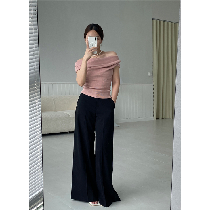 Áo Trễ Vai Len Tay Ngắn Hàn Quốc