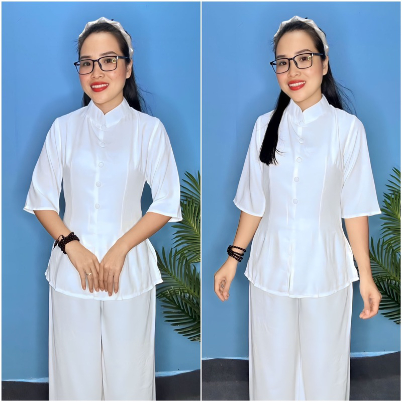 XẢ KHO LẺ Size - Mẫu Lãnh Tụ Lụa Phối Nút Bọc