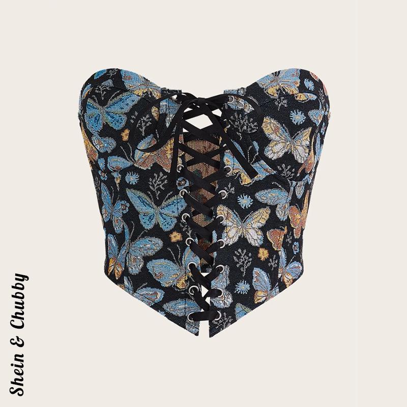Corset họa tiết butterfly xanh đen thanh lịch gợi cảm