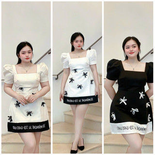 Đầm thiết kế cổ vuông đính đá sang trọng bigsize sài gòn