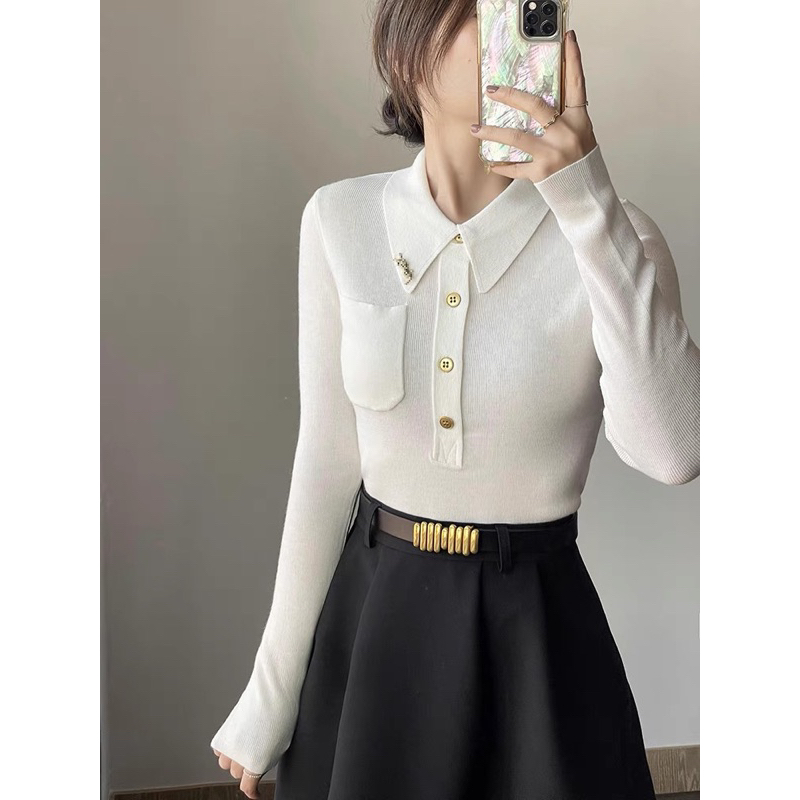 Áo polo len mtg dài tay kèm tag y.s.l