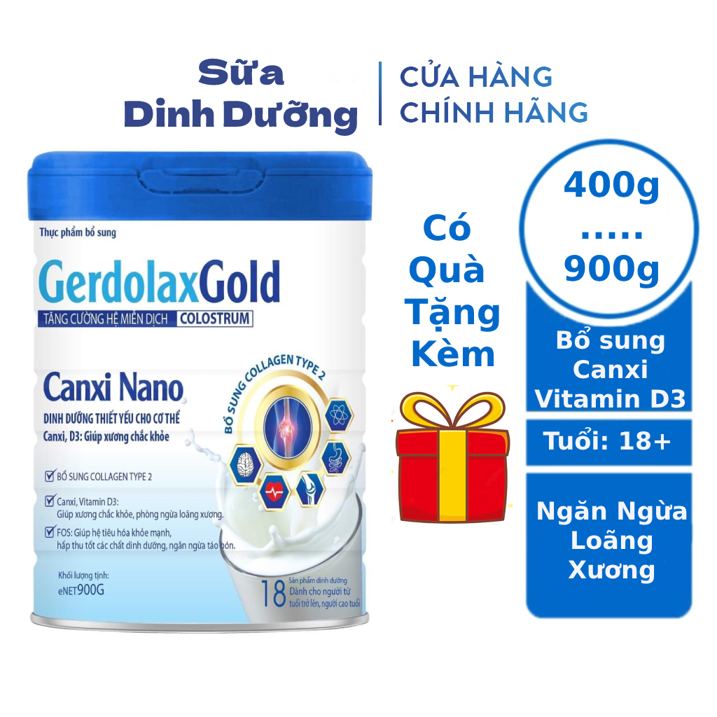 Sữa canxi Gerdolax Gold Canxi Nano 900g, Sữa canxi cho người già, Sữa canxi cho người lớn, Sữa xương khớp
